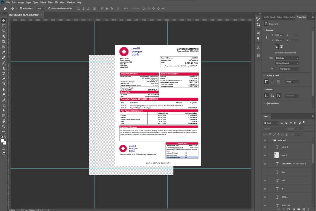 Modèle Word et PDF de relevé hypothécaire de la Banque Credit Europe des Pays , Bas template Modèle Word et PDF de relevé hypothécaire de la Banque Credit Europe des Pays , Bas template
